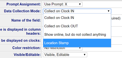 location stamp prompt assignment